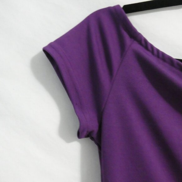 Purple High-Low Scoop Neck Short Sleeve Dress | medium - Picture 3 of 12